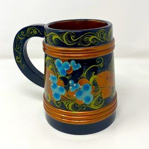 USSR‎ Wooden Laquer Hand Painted Large Mug 6"